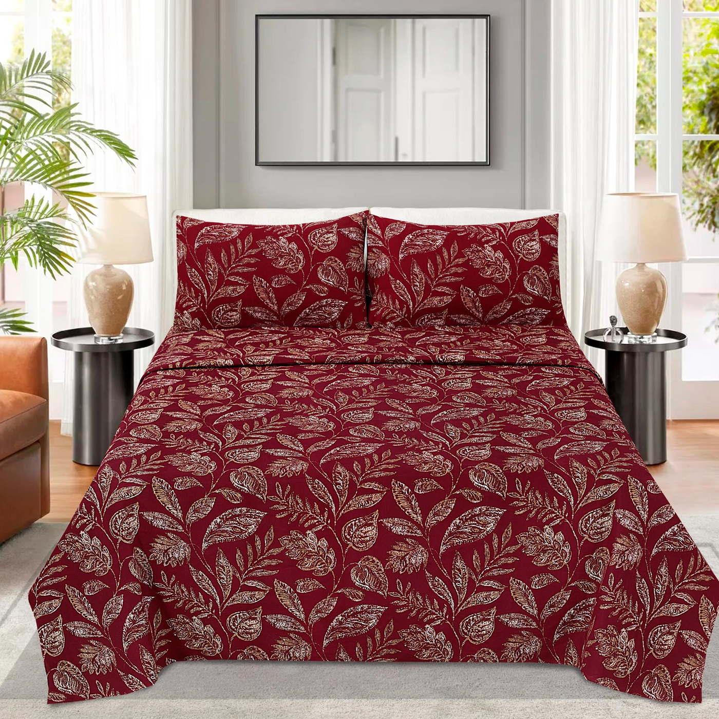 Elenza Cotton Bed Sheet - King - 3pcs - ECB03