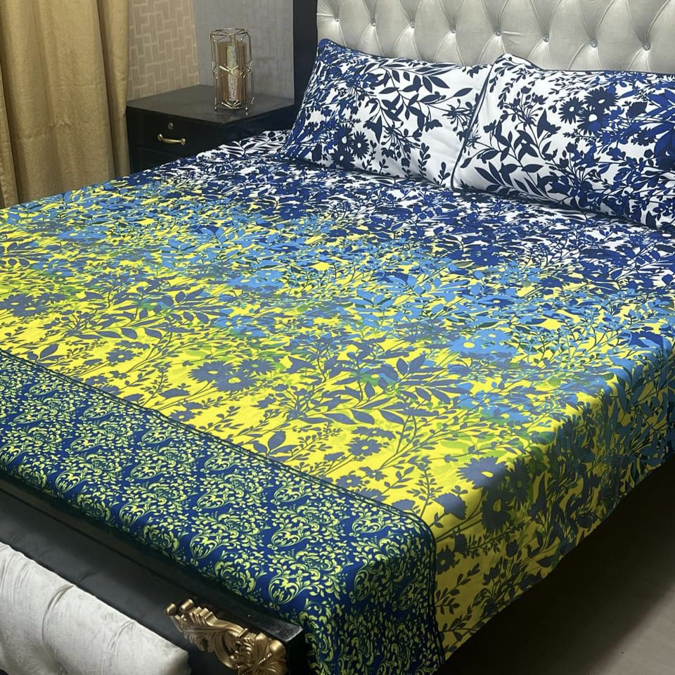 Elenza Cotton Bed Sheet - King - 3pcs - ECB04