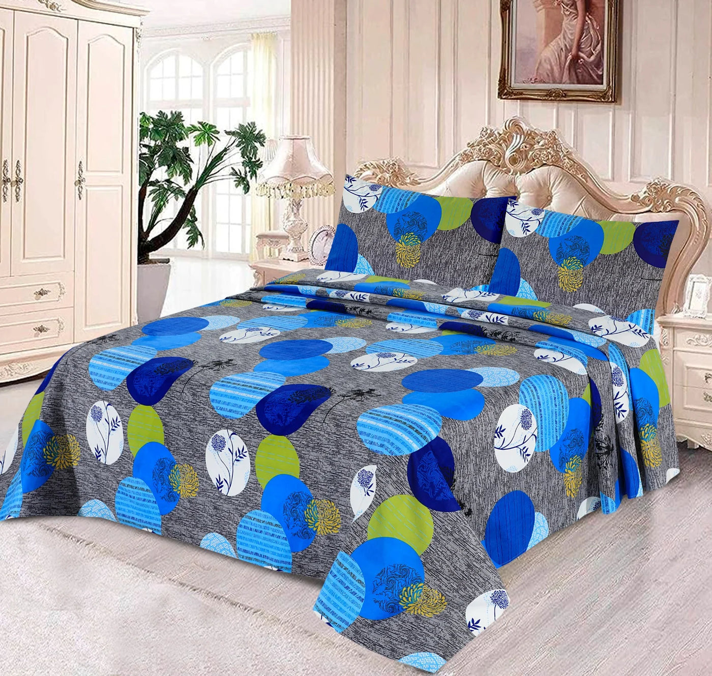 Elenza Cotton Bed Sheet - King - 3pcs - ECB06