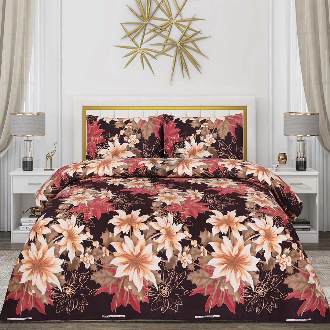 Elenza Cotton Bed Sheet - King - 3pcs - ECB08