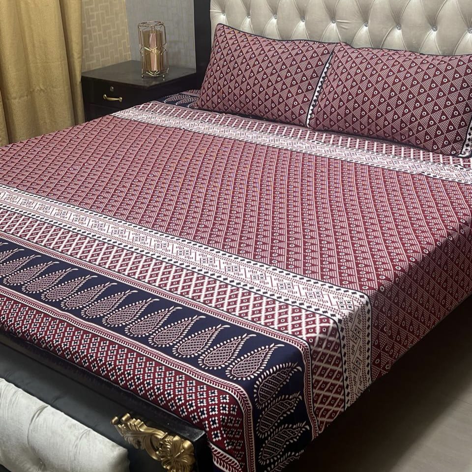 Elenza Cotton Bed Sheet - King - 3pcs - ECB10